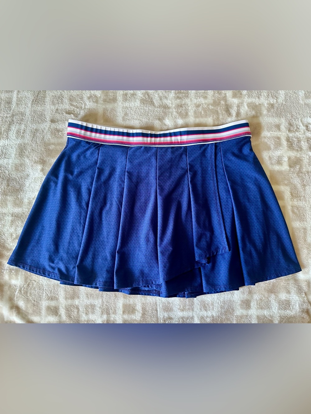 Lucky in Love Navy Pleated Athletic Skort with Striped Waistband